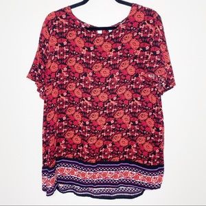 Old Navy Red Floral Tie Back Top